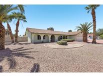 Charming single-story home with desert landscaping and mature palm trees at 4573 Plaza De Vista St, Las Vegas, NV 89120