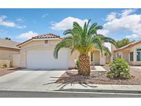 Charming single-story home featuring a well-maintained front yard with desert landscaping and mature palm trees at 851 Offerman Ave, Las Vegas, NV 89123