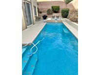 Inviting pool with a built in hot tub area surrounded by lush greenery, perfect for relaxation at 10680 Sapphire Vista Ave, Las Vegas, NV 89144