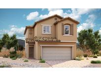 Charming two-story home featuring a tile roof, attached garage, and desert landscaping at 1030 Ferodale Ave, North Las Vegas, NV 89084
