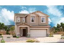 Inviting two-story home featuring a neutral color scheme, attached two-car garage, and a well-maintained landscaped yard at 933 Hunter Shores Ave, North Las Vegas, NV 89084
