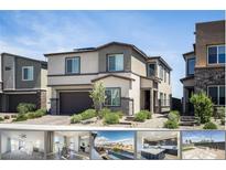 Contemporary two-story home featuring a two-car garage and low-maintenance landscaping at 9732 Abel Cliff St, Las Vegas, NV 89143