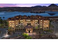 Beautiful lakeside condo building boasting tile roofing and colorful exteriors at 30 Via Mantova # 109, Henderson, NV 89011