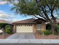 Charming single-story home featuring a two-car garage, desert landscaping, and a beautiful mature shade tree at 224 Silver Castle St, Las Vegas, NV 89144