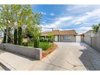 Charming single-story home with mature landscaping, a driveway, and a well-maintained front yard at 4393 Swandale Ave, Las Vegas, NV 89121