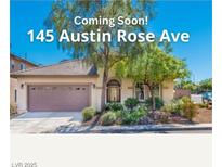 Charming single-story home with a two-car garage and desert landscaping, a coming soon property at 145 Austin Rose Ave, Henderson, NV 89002