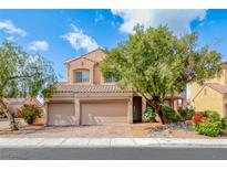 Charming two-story home with a well-manicured yard and a two-car garage at 1033 Logan Patrick Dr, Henderson, NV 89052