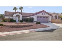Charming single-story home showcasing well-maintained landscaping and a two-car garage at 9921 Woodhouse Dr, Las Vegas, NV 89134
