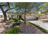 Charming single-story home featuring a two car garage and a beautifully landscaped front yard at 2029 Poppywood Ave, Henderson, NV 89012