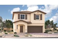 Charming two-story home with a well-maintained front yard and an attached two-car garage at 9903 Angel Valley Dr, Las Vegas, NV 89178