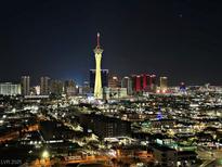 Striking night view of the Las Vegas skyline featuring the Stratosphere Tower at 200 Hoover Ave # 1905, Las Vegas, NV 89101