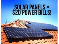Solar panels installed on a red tile roof resulting in very low monthly power bills at 5079 Quiet Falls Ct, Las Vegas, NV 89141