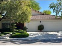 Charming home with a two-car garage, mature landscaping, and a meticulously maintained front yard at 1782 Castro Hill Ave, Henderson, NV 89012