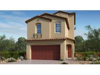Stunning two-story home featuring a red-tiled roof, a 2-car garage, and a charming front door at 338 Taylor St, Henderson, NV 89015