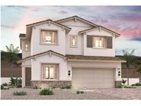 Charming two-story home with stone accents, a neutral palette, and a two car garage at 187 Jaldena Ln, Henderson, NV 89011