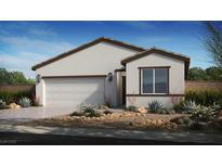 Charming single-story home featuring a two-car garage, desert landscaping, and a modern exterior design at 4200 E Brusca Way, Pahrump, NV 89061