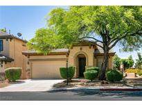 Charming single-story home with a well-manicured lawn and mature shade tree in a suburban neighborhood at 9025 Rusty Rifle Ave, Las Vegas, NV 89143