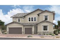 Two-story home featuring a two-car garage, neutral colored siding, and complementary stone accents at 1168 Viento View Ave, Henderson, NV 89012