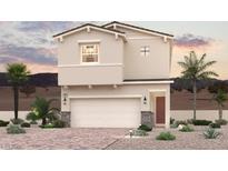 Charming two-story home features a desert landscaped front yard and an attached two-car garage at 889 Arbor Spring St, Henderson, NV 89011