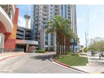 Allure Las Vegas offers a secure entrance with palm trees and a view of the Stratosphere at 200 W Sahara Ave # 3303, Las Vegas, NV 89102
