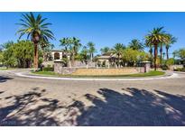 View of the luxurious community with a water feature, lush landscaping, and towering palm trees at 2050 W Warm Springs Rd # 823, Henderson, NV 89014