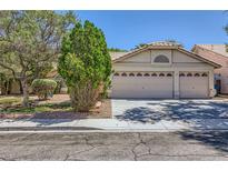 Charming single-story home featuring a three-car garage and mature trees providing shade at 1905 Dakota Hills Ave, Las Vegas, NV 89123