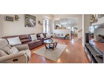 Comfortable living room with leather sofas, a round coffee table, and lots of space at 3440 Meridale Dr, Las Vegas, NV 89117