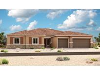 Charming single-story home boasts a two-car garage, desert landscaping, and a stylish exterior at 9870 Amati Ave, Las Vegas, NV 89149