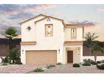 Charming two-story home featuring a stucco exterior, two-car garage, and desert landscaping at 9957 Ruby Dome Ave, Las Vegas, NV 89178