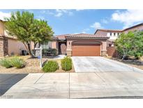 Charming single-story home features a well-manicured yard, desert landscaping, and a two-car garage at 10247 Jamapa Dr, Las Vegas, NV 89178