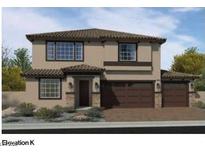 Two-story home with a tile roof, stucco siding, and a two-car garage at 7713 Serenity Bay Ln # Lot 55, North Las Vegas, NV 89084