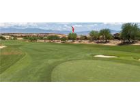 Scenic view of a lush green golf course with mountains in the background at 1407 Wheelwright Ct, Mesquite, NV 89034