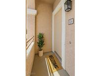 Inviting entryway featuring a welcome mat and a potted plant, leading into the home at 830 Carnegie St # 824, Henderson, NV 89052