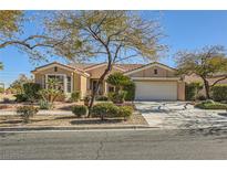 Charming single-story home with a well-manicured front yard and a two-car garage at 4750 Fiore Bella Blvd, Las Vegas, NV 89135