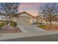 Charming single-story home with a well-manicured front yard and a two-car garage, located in a quiet neighborhood at 9920 Netherton Dr, Las Vegas, NV 89134