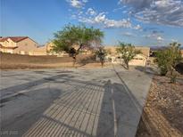 Spacious vacant lot featuring native trees, shrubs, and a long concrete driveway at 1345 N Hollywood Blvd, Las Vegas, NV 89110