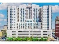 Striking, modern condominium with a beautiful architectural design on a sunny day at 150 Las Vegas Blvd # 1004, Las Vegas, NV 89101