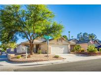 Charming single story home with a two car garage, desert landscaping, and a spacious driveway at 7801 Olympus Ave, Las Vegas, NV 89131