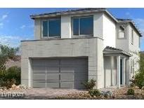 Beautiful two-story home with modern architectural details and an integrated two-car garage at 1547 Pacific Baza St, Las Vegas, NV 89138