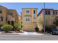Charming two-story home boasts desert landscaping, with neutral colors and a two car garage at 10583 Mann St, Las Vegas, NV 89141