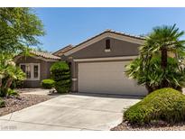 Charming single-story home with a two-car garage, desert landscaping, and a well-maintained front yard at 10463 Luna Magico Ave, Las Vegas, NV 89135