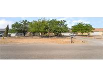 Charming single-story home with mature trees and a well-maintained front yard at 2230 Wagon Ave, Pahrump, NV 89048