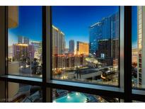 Beautiful city view from the residence featuring the strip's vibrant lights and skyline at dusk at 135 E Harmon Ave # 809, Las Vegas, NV 89109
