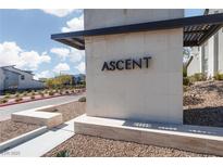 Community entrance featuring modern design and prominent 'Ascent' signage at 494 Mahogany Ridge St, Las Vegas, NV 89138