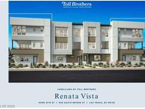 Modern three-story townhome showcases a sleek design with white and gray accents at 658 Agate Bridge St, Las Vegas, NV 89138