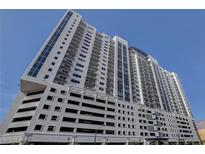 Modern condo building with a mix of parking and residential floors featuring multiple balconies at 150 Las Vegas Blvd # 1716, Las Vegas, NV 89101