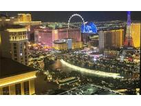 Striking city view of Las Vegas with bright lights and skyline from rooftop at 2600 Harmon Ave # 26026, Las Vegas, NV 89158