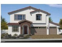 Stunning two-story home with a stylish archway entrance and three-car garage at 7708 Serenity Bay Ln # Lot 135, North Las Vegas, NV 89084