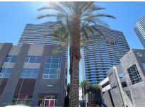 Modern high-rise building featuring a unique architectural design and luxurious amenities at 4525 Dean Martin Dr # 2704, Las Vegas, NV 89103