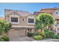 Charming two-story home featuring stucco siding, tile roof, and well-maintained landscaping at 8316 Accolade St, Las Vegas, NV 89139